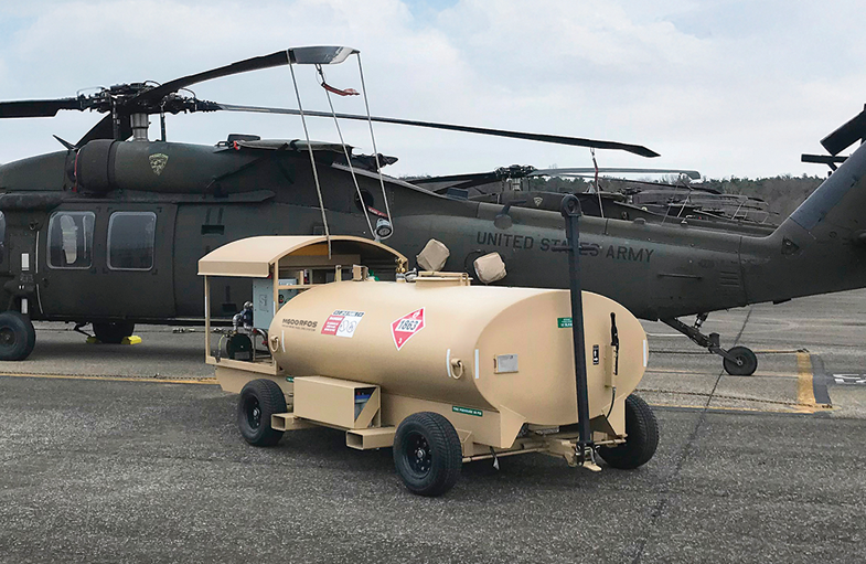 Image of M600 RFOS in front of U.S. Army Helicopter